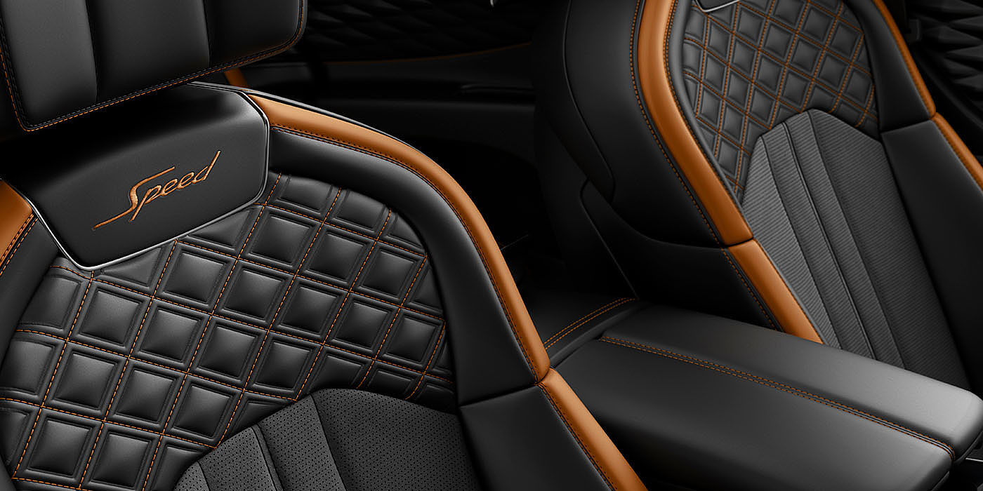 Bentley New Delhi Bentley Flying Spur Speed's front seats with detailed contrast stitching and Speed Emblems